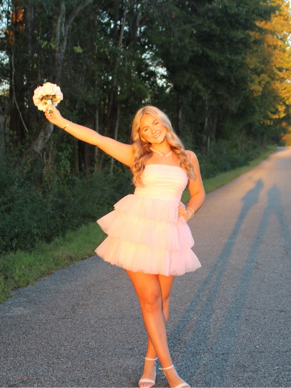 Hello Molly Blush Pink Strapless Tiered Tulle Party Dress